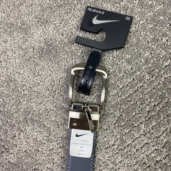 Nike Reversible Golf Belt Men's Size 36 Black Gray Faux Synthetic Leather - Picture 4 of 9